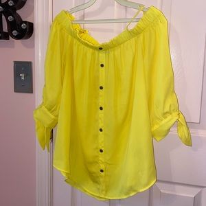 Off the shoulder yellow blouse